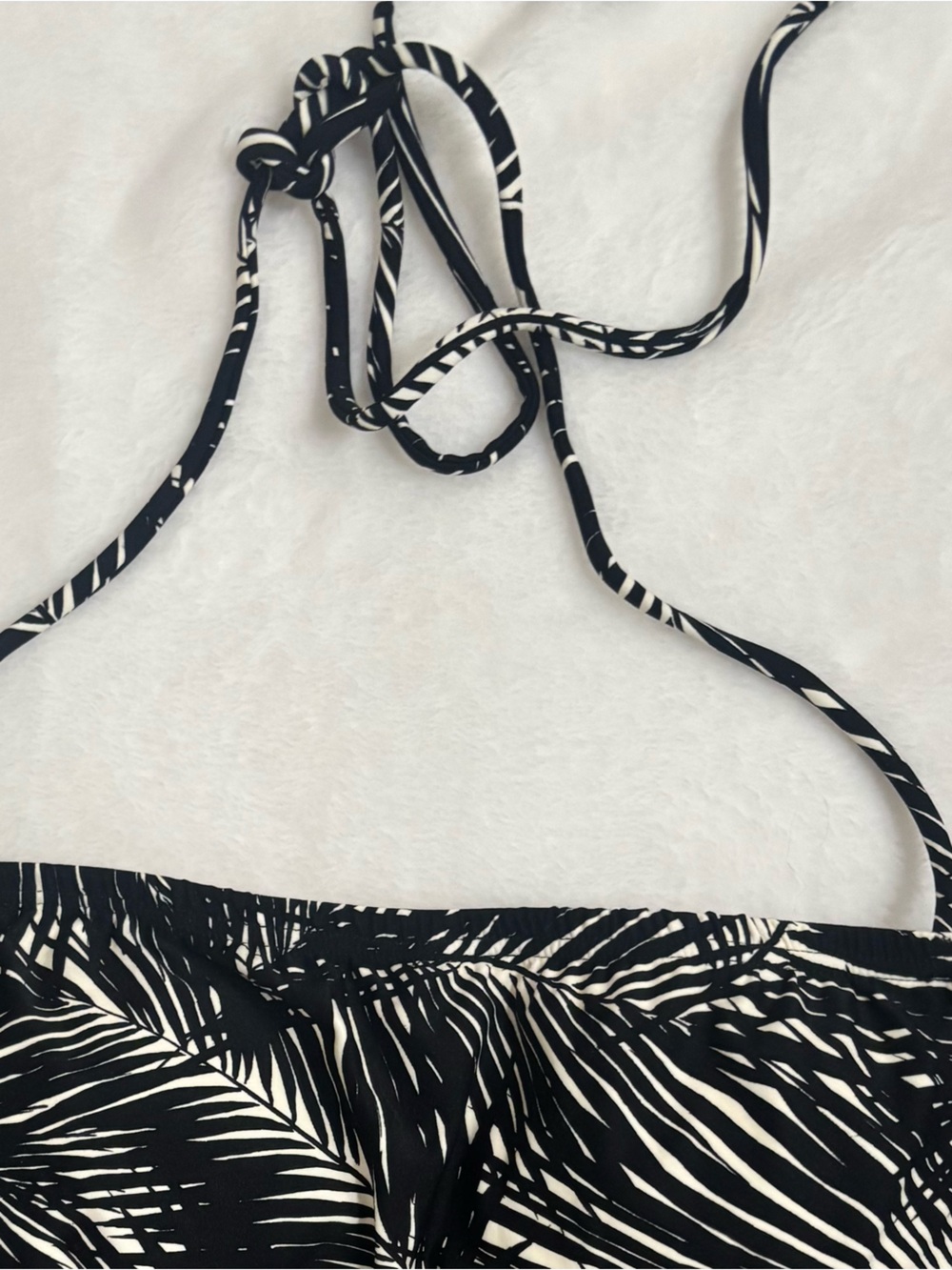 🌴🌴🌴Michael Kors Black & White Tropical Palm Print Tankini Swim Top Tie Front - Picture 3 of 6